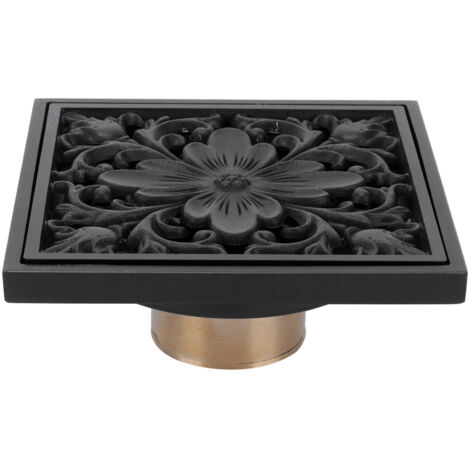 10x10cm Black Floor Drain Copper OdorResistant Concealed Floor Strainer for Hotel Bathroom Home (1/5)