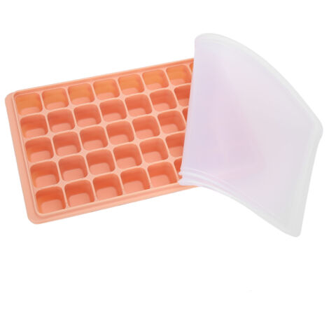 Ice Cubes Tray Molds Reusable 40 Cavity Silicone Ice Cubes Molds with Covers for Home KitchenOrange (1/5)