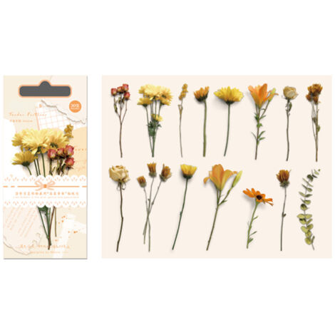 30Pcs Vintage Plants Flowers Leaves Stickers Vintage Retro Flower Plant Stickers Decals for Laptop Scrapbooking Journal Planner Card Making Orange Sunset (1/5)