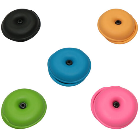 5Pcs Earphone Carry Case Round Assorted Colors Winder Design Strong Plastic Earphone Storage Bag (1/5)