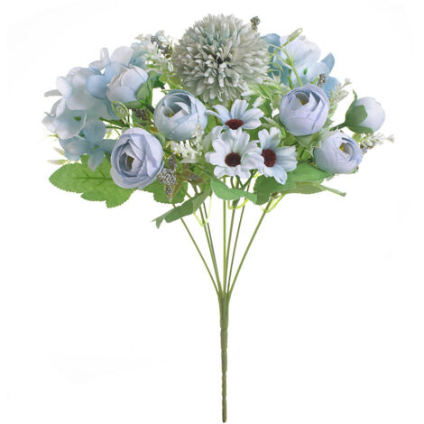 Artificial Flower Exquisite Lifelike Silk Cloth Faux Flower for Photography Wedding Home Shop Decoration Blue