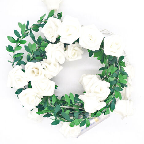 9.8ft Rose Rattan LED Light String with 20 Lights PE Flower String Lights Christmas Decoration DIY Wreath Colored 9.8ft 20 Lights (1/5)