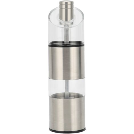 CylinderShaped Pepper Grinder Multifunctional Stainless Steel Inclined Acrylic Seasoning Bottle(L ) (1/5)