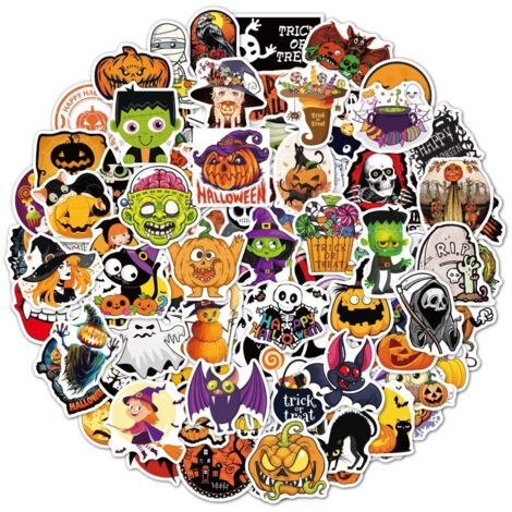 Halloween Stickers 100 Cute PVC Water Bottles Notebook Scrapbook Pumpkin Stickers Halloween Waterproof Decorations Stickers for Kids (1/5)