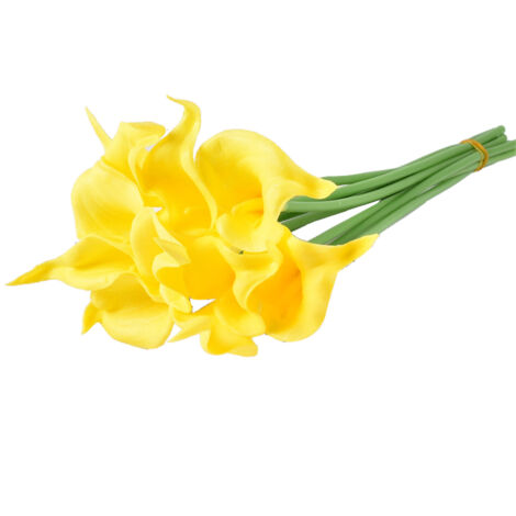 Mini Artificial PU Calla Lily Real Touch Fake Flower Photography Artificial Flower Home Decoration Yellow
