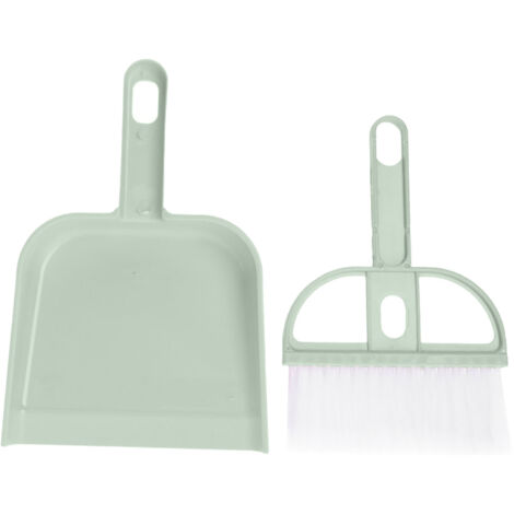 2PCS Set Small Broom and Dustpan Set Multifunctional Plastic Mini Hand Broom Dustpan for Desktop Green (1/5)