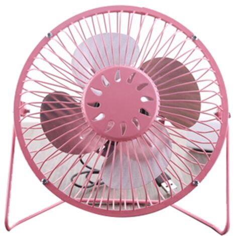 4 Inch Mini Desktop Fan USB Charging Metal Personal Small Air Circulator Cooling Fan Pink (1/5)