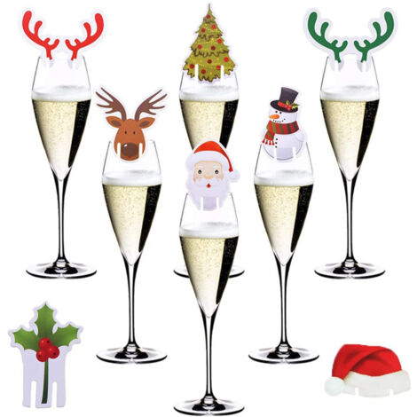 80PCS Christmas Wine Glass Markers Cute Santa Claus Red Hat Snowman Wine Cup Card Xmas Holiday Party Supplies (1/5)