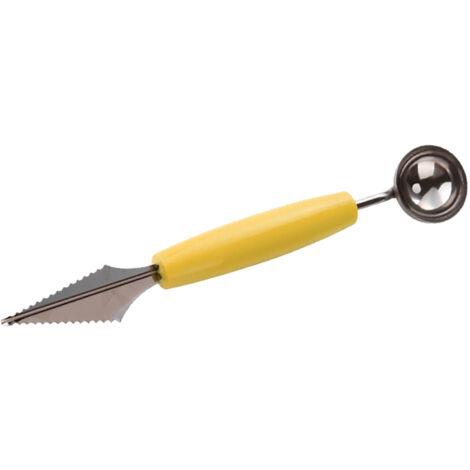 Fruit Carving Digging Spoon Yellow Multifunctional Labor Saving Stainless Steel Double Headed Melon Ballers Scoop for Watermelon Fruit Platter (1/5)