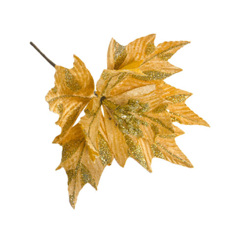Christmas Simulation Leaf Cloth and Metal Yellow Color Artificial Decorative Leaf (1/5)