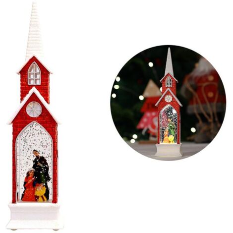 Christmas Church Wind Lantern Light Decorative Christmas Lamp Ornament for Tabletop Cabinet (1/5)