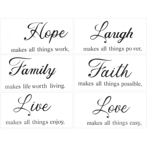 6Set English Wall Stickers Bedroom Background Wall Decoration Wallpaper for Home Office (1/5)