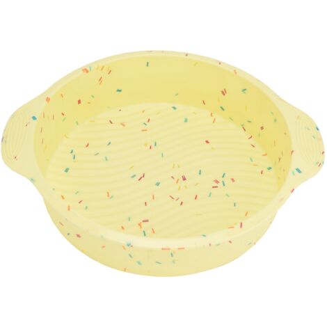 Round Cake Mold Pan NonStick Reusable Baking Pan with Handles Home Kitchen Bakeware(Yellow with Color Particle ) (1/5)