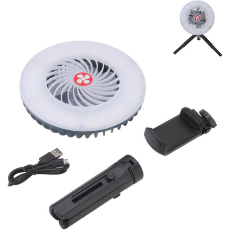Camping Lantern with Fan USB Charging Fill Light Multifunctional with Magnet Lighted Fan for Outdoor (1/5)