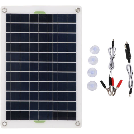 20W Solar Panel High Efficiency Thin Lightweight Portable Solar Panel Charger with Cigarette Lighter and Positive Negative Clips (1/5)