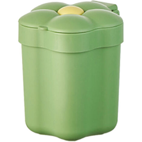 Desktop Trash Bin with Lid Flower Shape Small Garbage Can Large Opening Storage Paper Basket Green (1/5)