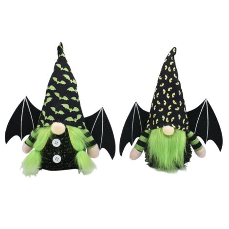 2PCS Halloween Gnomes Plush with Bat Wings for Tier Tray Decor Halloween Fall Tomte Swedish Gnome Faceless Doll for Halloween Table Ornaments (1/5)
