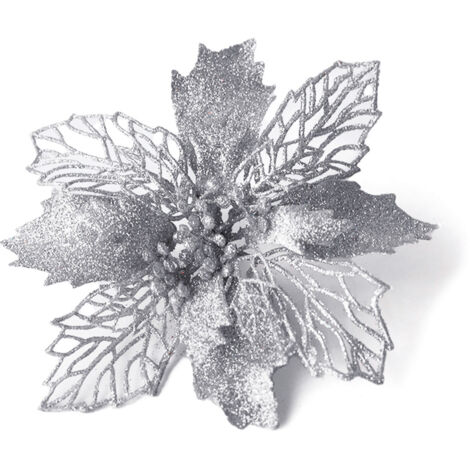 10PCS Christmas Artificial Flowers Glitter Flower Christmas Decoration (1/3)