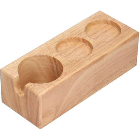 3‑Holes Coffee Filter Tamper Holder Stand Tamping Station Coffee Portafilter Rack Wood Color (1/5)