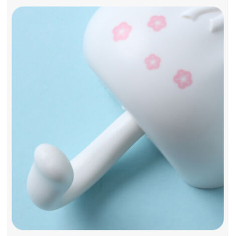 Cute Wall Coat Hook Lucky Bag Cat Shape Punch Free Self Adhesive Decorative Coat Hook for Hanging Hats Keys Towels White (1/5)