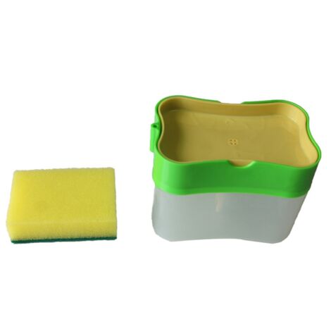 Soap Dispenser Box ABS Press Type Sponge Holder Washing Tool for Kitchen CountertopGreen