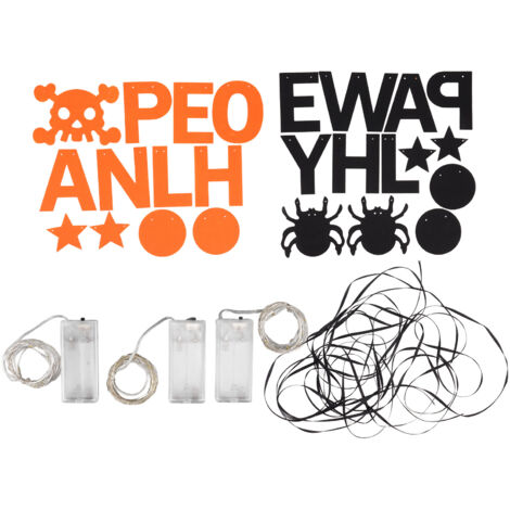Halloween Decoration Banner Kit Lettering Spider Pattern DIY Happy Halloween Banner with LED Light for Party Door Fireplace (1/5)
