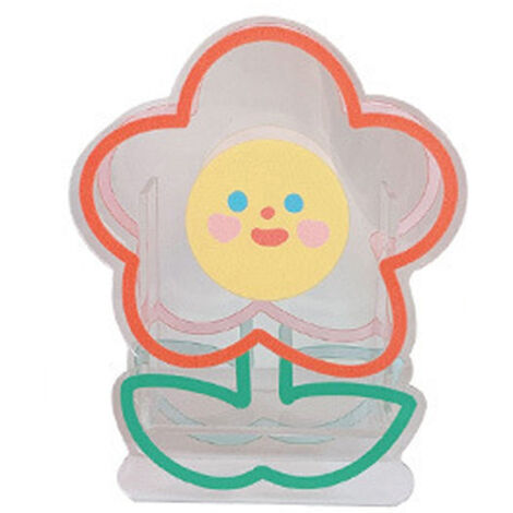 Transparent Pen Container Multifunctional Cute Cartoon Acrylic Makeup Brush Storage Case for Office Desk Makeup Table Flower (1/5)