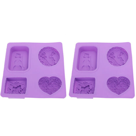 2Pcs Silicone Soap Mold 4‑Grids DIY Hand‑Made Cupcake Baking Mould Heat‑Resistant (1/5)