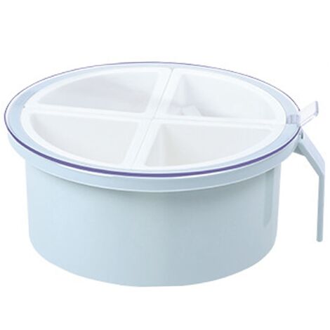 Round 4 Grid Seasoning Box Plastic 4 Compartment Condiment Box Kitchen Seasoning Storage Container Blue Gray (1/5)