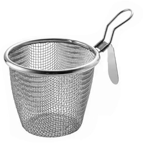 Deep Fryer Basket Round 304 Stainless Steel Fry Baskets with Handle for French Chips Onion Rings Chicken Pasta (1/5)