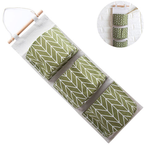 3 Pockets Hanging Storage Bag Over Door Hanging Closet Organizer Linen Cotton Waterproof Storage Bag for Bedroom Bathroom Kitchen (1/5)