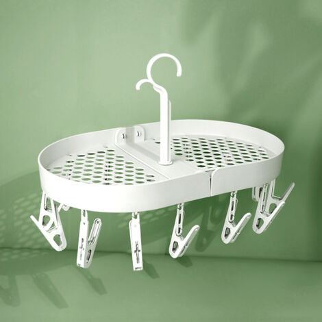 Rotatable Drying Rack 360 Degree Rotation Small Hooks Foldable Clip Drip Hanger for Home Dormitory Beige