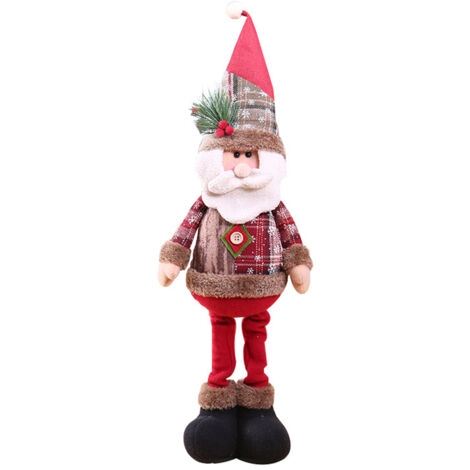 Christmas Standing Plush Santa Clause Decoration Ornament with Extendable Leg Plush Xmas Santa Stuffed Toy (1/5)