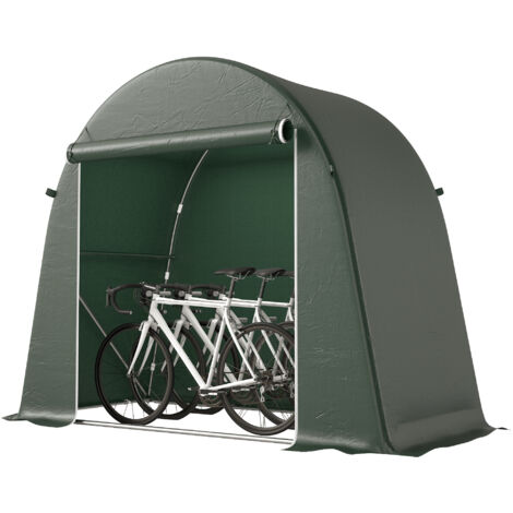 8 x 4 ft Garden Storage Tent, Waterproof Bike Tent with Roll-up Zipper Door and Galvanised Metal Frame, Green (1/5)