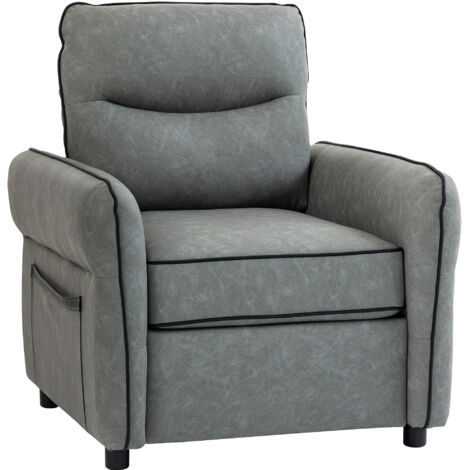 Accent Chair, Faux Leather Armchair - Grey (1/5)