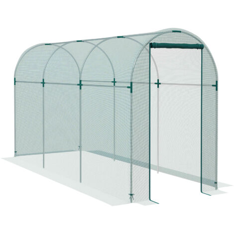 360 x 120cm Galvanised Steel Fruit Cage, Plant Protection Tent with Zipped Door, Green
