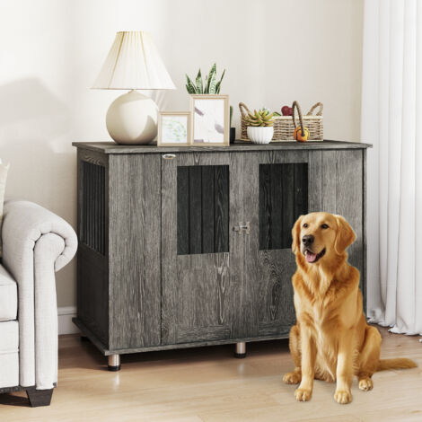 Dog Crate Table for Medium and Large Dogs with Magnetic Door for Indoor Use, 114 x 60 x 82 cm, Grey (1/5)