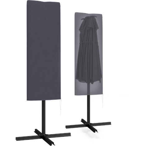 Garden Parasol Cover with Rod, Zipper, Dark Grey (1/5)