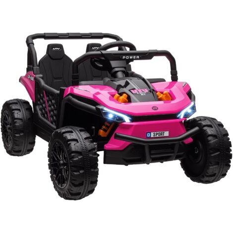 12V Battery Powered Ride on Truck w/ Remote, Four Suspension Wheels, Horn, Lights, Music, USB, for Ages 3-5 Years, Pink (1/5)