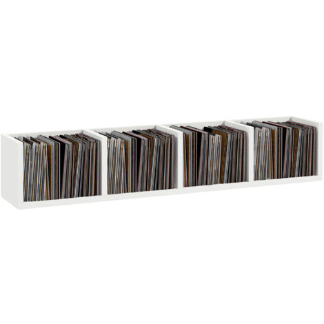 Wall Mount 84 CD / 56 DVD/Blu-ray/ Media Storage Rack 4 Cubes Wooden Shelf Organizer Unit Bookcase Display, White (1/5)