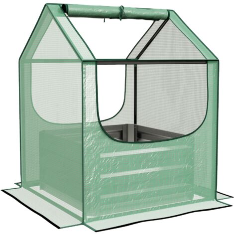 61 x 61cm Garden Planter Bed, with Cover - Green and Silver (1/5)
