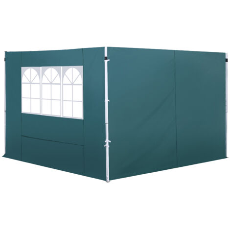 Outsunny 3 Meters Gazebo Replaceable Exchangeable Side Panel Wall Panels Walls With Window, Dark Green (1/5)