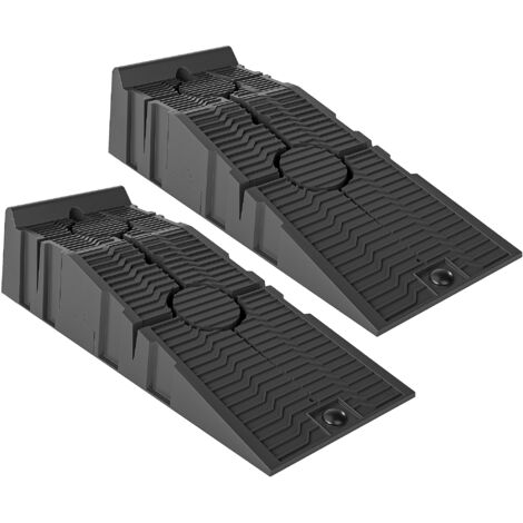 DURHAND 2 PCs Car Ramps Heavy Duty 2.5 Ton Motorhome Levelling Ramps, Plastic Garage Workshop Car Lift, Portable Automotive Vehicle Campervan Car Ramp, Black (1/5)