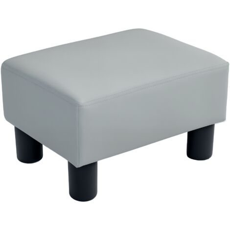PU Leather Footstool with 4 Plastic Legs, Grey (1/5)
