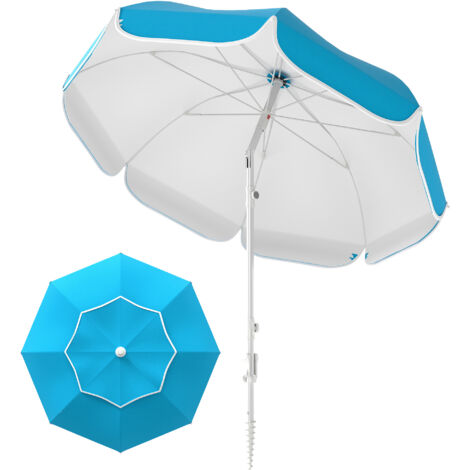 Beach Umbrella Portable with Sand Anchor, Carry Bag, Adjustable Height & Tilt, UPF50+ UV Protection, Blue (1/5)