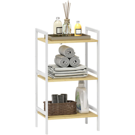 Three-Tier Bamboo Adjustable Shelf Storage Unit (1/5)