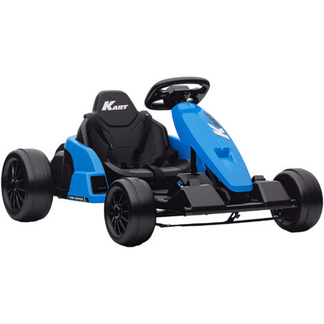 24V Electric Go Kart, Drift Kart with Adjustable Seat, Slow Start, 5-Point Harness, Music, Horn, for 6-12 Years, Blue (1/5)