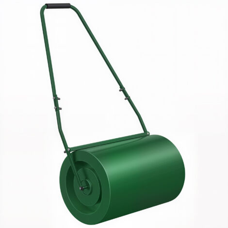 Outsunny 63 L Garden Lawn Roller with Water/Sand Filled Drum, Heavy Duty Steel Lawn Push Rolling Tool for Grass Seeding, Soil Levelling, Dark Green (1/5)