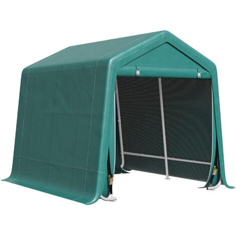 8 x 6.5 ft Outdoor Garden Storage Shed, Waterproof Bike Tent with Double Roll-up Zipper Door for Garden Tools, Green (1/5)