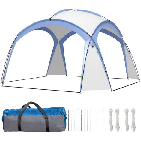 Outsunny 3.5 x 3.5M Camping Gazebo, Outdoor Event Shelter Dome Tent Garden Sun Shelter Patio Spire Arc Pavilion Camp Sun Shade Tent for 6-8 Person, Light Blue (1/5)